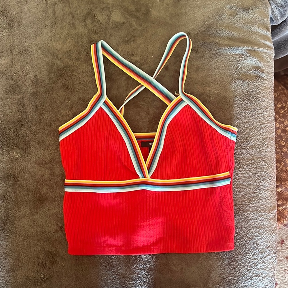 Red rainbow pride strappy tank top crop